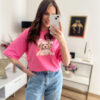 T-Shirt Oversize Dog Fuksja