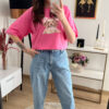 T-Shirt Oversize Dog Fuksja - obrazek 3