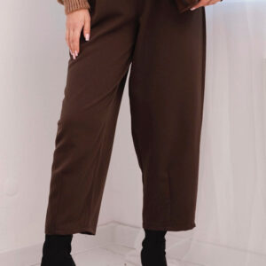 Spodnie z Wysokim Stanem Brązowe