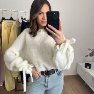 Sweter Chmurka z Falbanką Ecrue