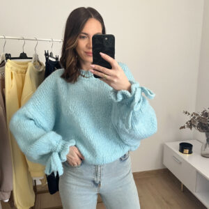 Sweter Chmurka z Falbanką Niebieski